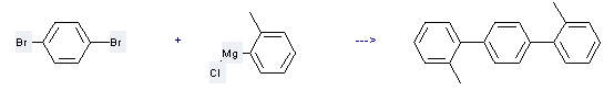 The Magnesium,chloro(2-methylphenyl)- can react with 1,4-Dibromo-benzene to get 2,2''-Dimethyl-p-terphenyl
